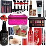 CLASSYHUDA MINI LIPSTICK, BRUSHES SET, CONCEALER, PRIMER, KAJAL, LIP BALM, MAKEUP STORAGE BAG, EYESHADOW, FIXER, EYELASHES, FACE POWDER, BLUSH, FOUNDATION & EYELINER. COMBO [PACK OF 14]