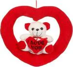 LVS TOYS I Love You Teddy in Heart Ring with Red Cap Teddy Soft Toy - 32 cm (Red) for Valentine Special  (Red, White)