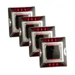 Robustt Aluminium material solar stud with greater visibility than 800mtr ( Pack of 4, Silver and Red)