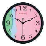 Random Colour Combination Art 8 Inches Plastic Wall Cum Table Clock for Home / Office, (Black Frame)