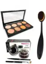 Lenon Beauty Premium Quality makeup kit combo of 8 shade concealer + oval brush with music flower black and brown (3 Items in the set)
