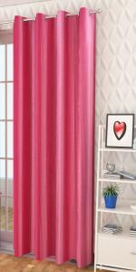 Parda Online Pink Long Crush Solid Eyelet Plain Window Curtain 5ft, (Pack of 2)