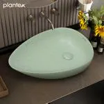 Plantex Table Top Wash Basin for Bathroom/Designer Ceramic Basin/Oval Countertop Vessel Sink Basin for Home/Office - (12011, Tea Green)