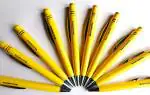 Swarnalekha Yellow Plastic Extra Fine Ballpoint 10 Pen With 5 Blue Ink Refills