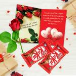 Midiron Valentine’s Day Gift Combo | Perfect Gift for Wife, Girlfriend, Fiancé, Husband, Boyfriend, and any Special Person | Chocolate Gift for Birthday, Valentine’s Day, Anniversary (2 Kitkat Chocolates, Artificial Rose and Greeting Card)