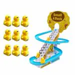 PlayVista Musical Duck Track Slide and Climb Stairs Toys with 3 Duck Duck Track Toys for Kids - Small Ducks Stair Climbing Toys for Kids , Rubber duck toys Bath duck toys Duck plush toys Duckling toys