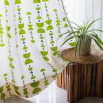 Urban Space 100% Cotton Curtains for Door,Room Darkening Bohemian Curtains 8 feet Long Curtain with Eyelets Tieback, 1 Piece Curtain (Door Curtain 8 feet x 4 feet, Domes-Lime Green)