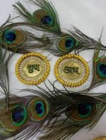 OQVIT Shubh Labh Sticker Round (1 Pair), Shubh Labh for Door Entrance, Shubh Labh for Main Door Decoration Items Wall Stickers Diwali Festiva