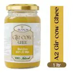 Vrutalay A2 Gir cow ghee 1 Liter | Lab Tested | Perfect Aroma & Danedar Ghee | Curd-Churned | No Added Color and Preservatives, No Added Fragrance |Vedic Ghee | A2 Ghee Bilona Method | Desi cow ghee | Organic Ghee | Glass Jar 1 Ltr.