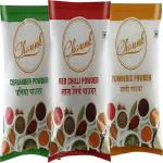 Chounk Ground Spices Combo Lal Mirch Red Chilli Turmeric Haldi And Coriander Dhaniya Powder For Cooking 500 G Each (Pack Of 3)