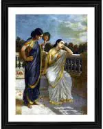 DECOR ADVENTURES Damayanti Thinking of King Nal by Raja Ravi Varma Wall Painting - 14x18 inch