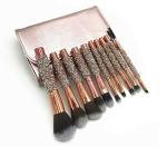 Makeup Brushes Set 10pcs with Bag Newest Diamond-studded for Face and Eyes Make up Brush Professional Foundation Concealer Eyeshadow Makeup Tools, Multi, Rose Gold