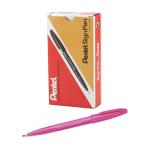 Pentel Arts 2.0 MM Fibre Tip Water Based Sign Pen | Non-refillable | Ideal For Modern Calligraphy & Decorative Writing | Ink Colour - Pink | Pack of 12