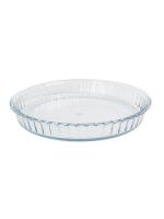 Borosil Borosilicate Glass Round Fluted Dish Container, 1200 ML