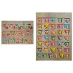 Maddy Group Kids Toy Wooden Hindi Swar & Vyanjan Puzzle Board with knobs Toy for Kids | Hindi Swar Letters with corresponding Images - Hindi Consonants/Varnmala/Alphabets Educational Toy Fun with Learn | Multicolor |Pack Of 2|