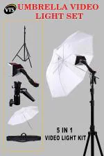 VTS Photo Video Umbrella Stand Set-up with Video Light Sungun+ Halogen Tube/Metal I-Bracket/Stand with Carry Bag Case 5in1 Combo Kit…