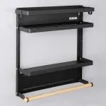 Plantex GI Steel Multi-Purpose Magnetic Shelf for Home/Fridge Organizer Spice Rack with Paper-Towel Holder/Kitchen Rack for Refrigerator - Pack of 1 (APS-2014 3J-B-Big-Black)