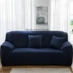 PENTHOOM Elastic Sofa Cover 4 Seater Fully Covered| Plain Sofa Cover Big Elasticity Sofa Cover with High-Density Fabric | Perfect Size Couch Cover Sofa Slip Cover (Four Seater, Navy Blue)