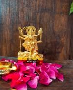 blissful decor Amishi Metal Maa Kali Idol Showpiece- Golden, Small