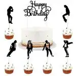 Festiko Dance King Happy Birthday Cake Topper Forever God Art Dance Theme Birthday Cake Topper Birthday Party Cake Decorations (7Pcs)