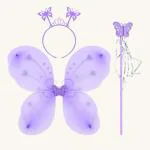 SPECIALYOU.IN Purple Butterfly Wings for Girls, Fairy wings, Headband for Baby girl & Magic wand, Birthday props, Party props for girls - 1 set