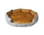 Slatters Be Royal Store Round Shape Reversible Ultra Soft Ethnic Velvet Dog Bed For Pet Cat, XXL, Yellow Gray