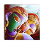 Tamatina Multicolor Religious Art Lord Krishna God Unframed Canvas Painting - 24X24 Inch