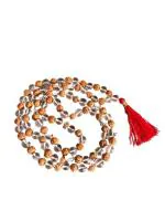 Feel Touch Mart Natural Brown Rudraksha Sphatik Mala 108+1 Beads for Jaap Mala