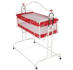 INFANTO Compact Cradle, Palana, Jhula - Deluxe | 3-Adjustable Heights, Smooth Swing with Ball Bearing-CC29A-RED