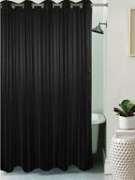 Lushomes Unidyed Black Polyester Non PVC Bathroom Shower Curtain With Eyelets 70 inch x 82 inch