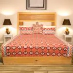 Status Contract Cotton Rich Double Bedsheet with 2 Pillow Covers for Bed Room, Home, Hotel-120 GSM (Orange)