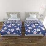 A Homes Grace Navy Blue Polyester Reversible Single Bed Comforter For All Seasons, 150 X 230 cm (Pack Of 2)