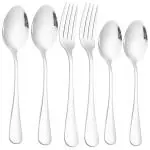 BHANSAZ 6 Pieces Cutlery Stainless Steel Round Shape Classic Spoon and Fork Set (2 Dinner Spoon, 2 Fork, 2 Baby Spoon)