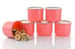 Machak Pink Plastic Round Plastic Container, 1750 Ml (Pack Of 6)