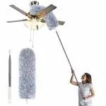 SZONZ Microfiber Duster with Extension Pole,Washable Bendable Head Ceiling Fan Duster,15-100 inch Wet or Dry Dust Collect Telescoping Dusters for Cleaning Ceiling Fan,High Ceiling,Keyboard,Furniture,Cars