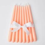 atorakushon Smokeless Scented Taper Stick Chime Candle for Home Decoration Diwali Puja Needs Birthday Party Restaurant Spa Church Peach Colour Set of 8