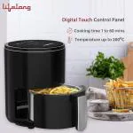 Lifelong Digital Air Fryer For Home - 2.5 Litre Airfryer With Touch Panel & 6 Pre-Set Menus-1000 W Electric Fryer Machine With Hot Air Circulation Air Fryer Uses Up To 90% Less Oil (Llhfd425) - Black