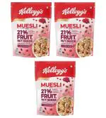 Kellogg's Muesli with 21% Fruit, Nut and Seeds, Breakfast Cereals Pouch (3 x 500 g)