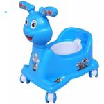 Maanit 3 in 1 Scooter Potty Seat with Removable Lid Bowl Ride Pushing on Potty Seat (Blue)