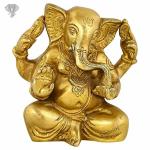 Kalakrithi Classic Brass Unique Ganesha Statue with no Crown 15.24 X 12.7 cm