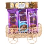 SurpriseForU Premium Chocolates With Metal Wire Cart |Ferrero Rocher with Handmade Basket | Chocolate Gift | Chocolate Basket Hamper | 660
