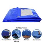 MIPATEX 150 GSM Tarpaulin Sheet with Aluminium Eyelets Blue and Silver 24 x 18 ft