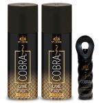 ST-JOHN Deodorant body spray for men & women | 24 hours long lasting combo Live Deodorant spray & Cobra Perfume 15 ml (315 ml, Pack of 3)