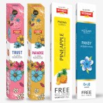 Charbhuja Special Charcoal Free Incense 4 packs (320g) + Rs.15 item + 3 Match Box Free + Trust, Paradise, Pineapple, Pansy