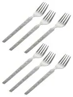 Kuber Industries 6-piece Stainless Steel Dinner Forks, Extra-Fine Dessert Spoons for Home, Kitchen or Restaurant (Silver)
