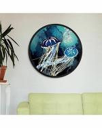 The Artment your artistic apartment Unframed Blue Round Canvas Wall Decor 50cm