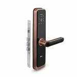 QUBO Smart Door Lock Elite from Hero Group | 5-Way Unlocking | Fingerprint | Pincode | RFID Access Card | Bluetooth Mobile App | Mechanical Key | OTP Access | (Copper)