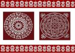 A. B. S. HERBALS Meroon Rangoil Kolam Sticker 10x10 inch 2pic, 2x30 inch 2pic pack of 4pic