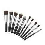 DIVYA UNIQUES 10 Pcs Makeup Brush Set Women Cosmetic Tool (Silver)