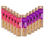 Orgaq Organicky Natural Bamboo ToothBrush With Charcoal Infused Bristle for Oral Care - 12 Pc